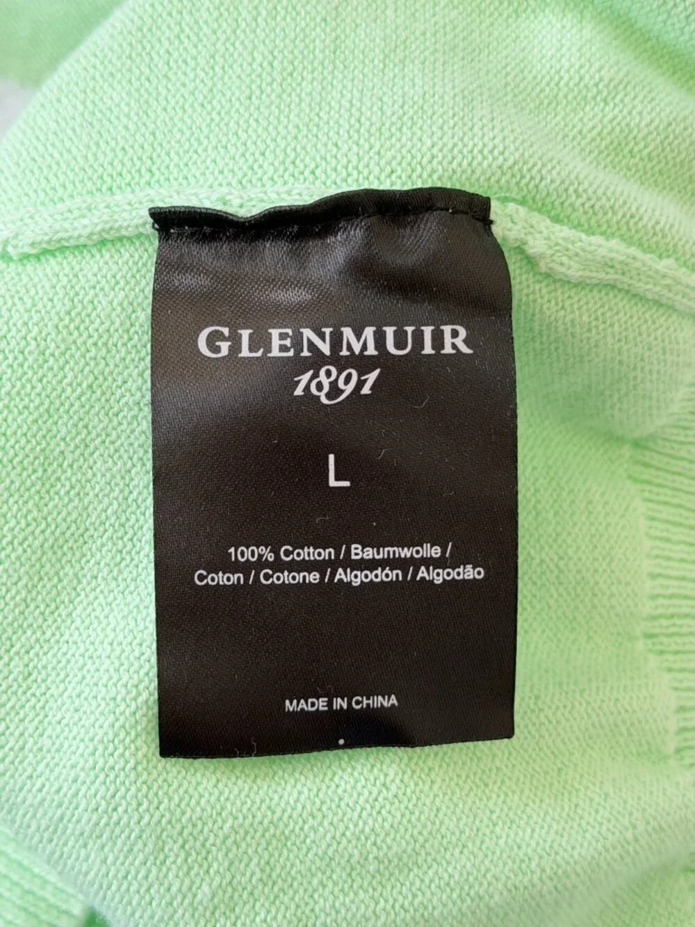 Glenmuir 1891 Cotton Golf Argyle 1/4 Zip Long Sleeve Sweater Ladies Mint Green L